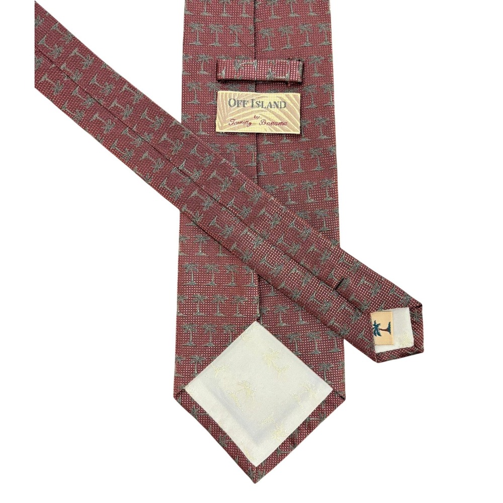 Tommy Bahama Off Island Mens Silk Tie Rust Red Palm Tree Tropical‎ Hand Made - Picture 4 of 8